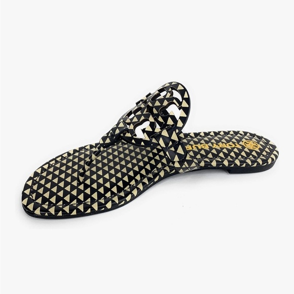 NEW! Tory Burch Miller Sandal Triangle Geo Print Flip Flop Authenticated Sz 6.5 - Picture 8 of 10